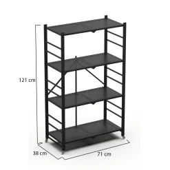 Scaffali Nero Ruote 4 Ripiani, Peso Supportato 40 kg - Soprana