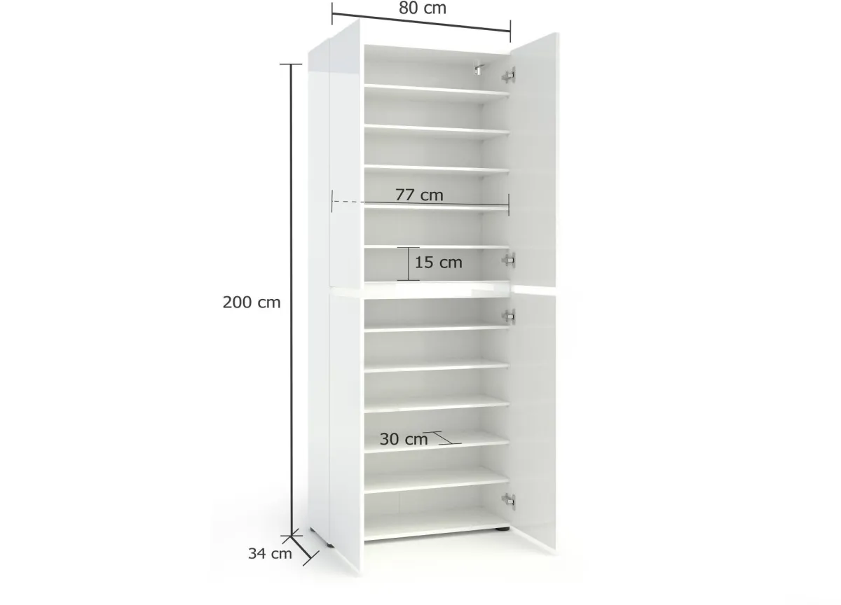Scarpiere > Dmora Scarpiera alta 4 ante bianca lucida 80x200h cm - Antaleone Bianco Lucido