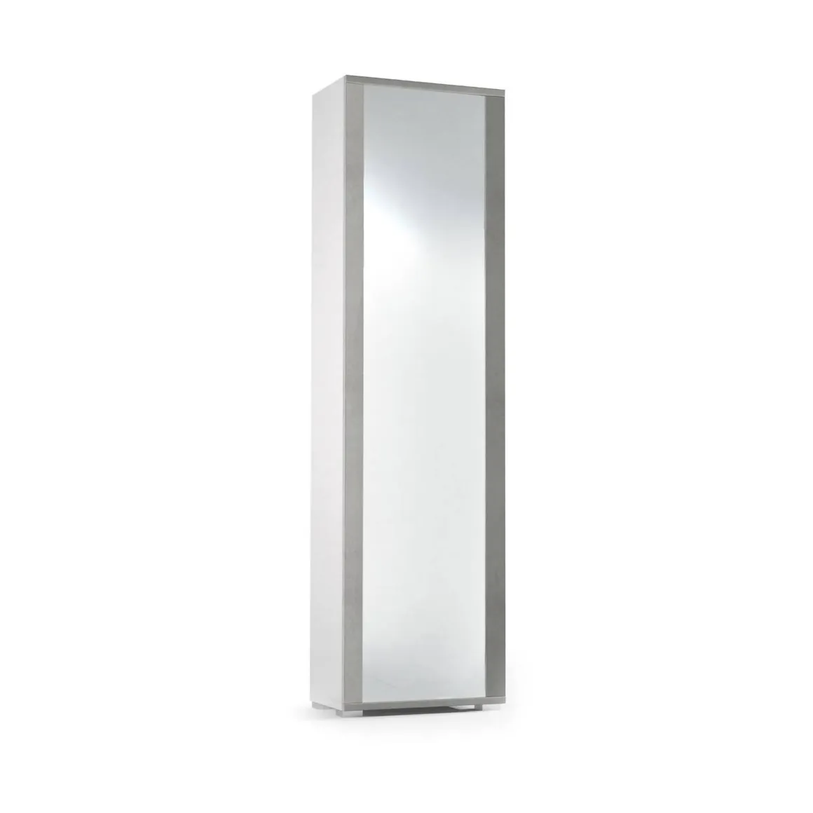 Scarpiera alta bianca e cemento 50x182h cm con specchio - Asiago