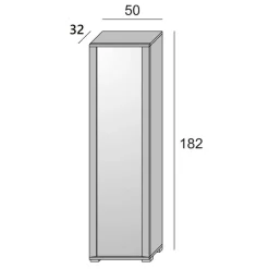 Scarpiera alta bianca e cemento 50x182h cm con specchio - Asiago
