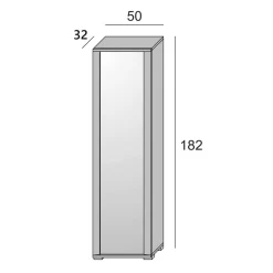 Bagno|Scarpiere > Dmora Scarpiera alta bianca 50x182h cm anta a specchio - Asiago Bianco