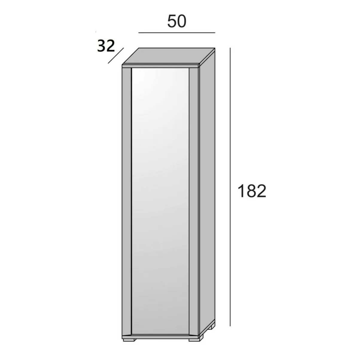 Bagno|Scarpiere > Dmora Scarpiera alta bianca 50x182h cm anta a specchio - Asiago Bianco