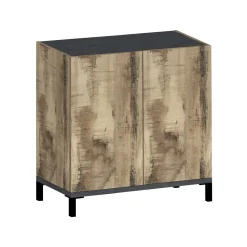 Bagno|Lavanderia > Dmora Scarpiera 2 ante acero e ardesia 90x102h cm - Ferdinanda Grigio Ardesia, Marrone Acero