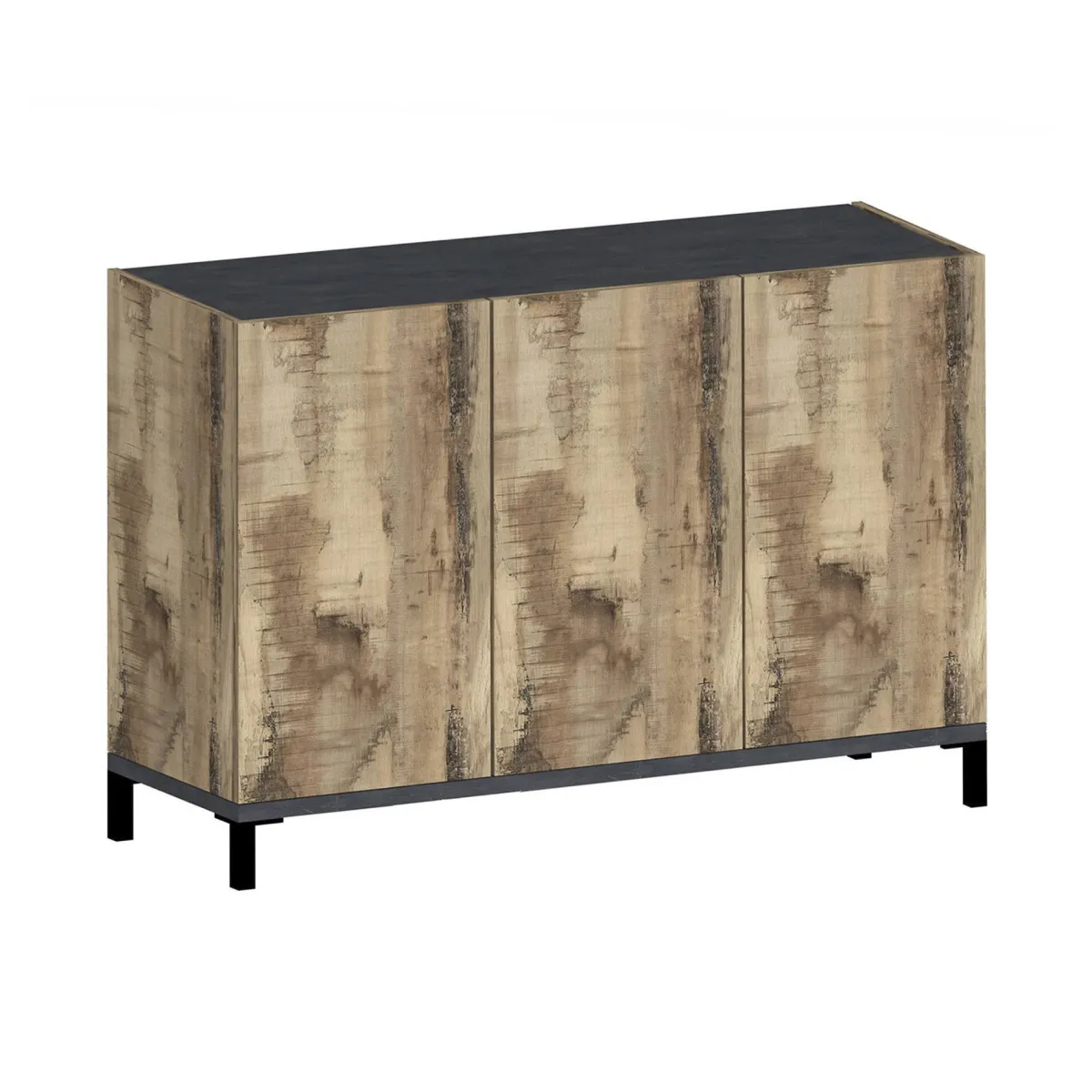 Bagno|Lavanderia > Dmora Scarpiera 3 ante acero e ardesia 120x80h cm - Modesta Grigio Ardesia, Marrone Acero
