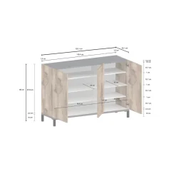 Bagno|Lavanderia > Dmora Scarpiera 3 ante acero e ardesia 120x80h cm - Modesta Grigio Ardesia, Marrone Acero