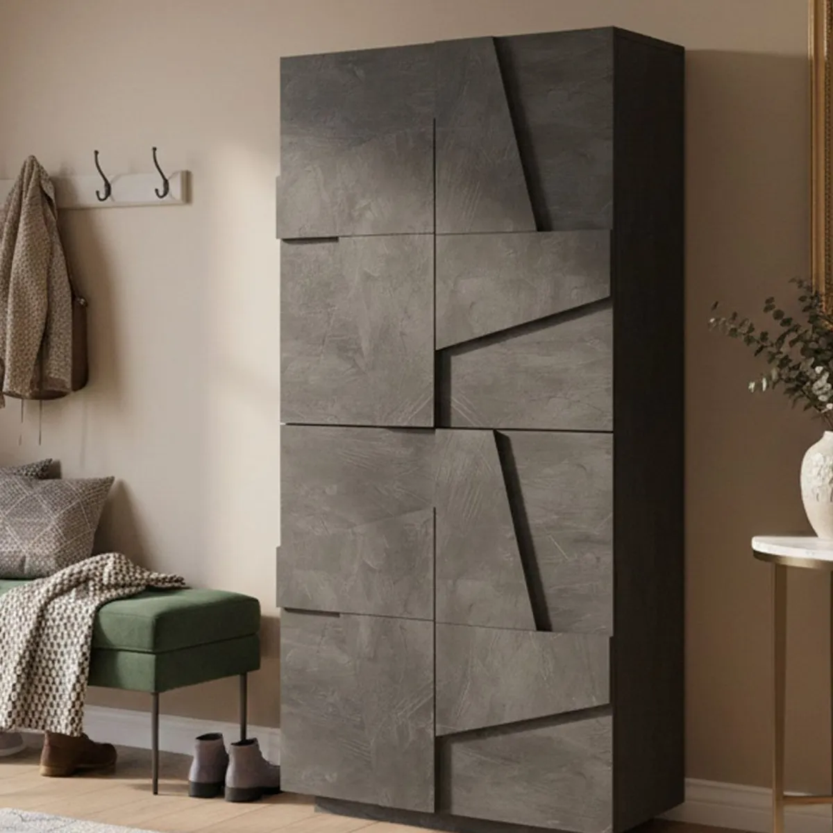 Bagno|Scarpiere > Dmora Scarpiera 4 ante ardesia 81x167h cm - Archibal Grigio Ardesia
