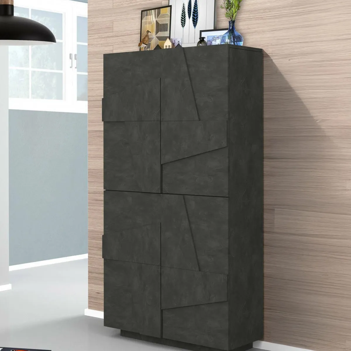 Bagno|Scarpiere > Dmora Scarpiera 4 ante ardesia 81x167h cm - Archibal Grigio Ardesia