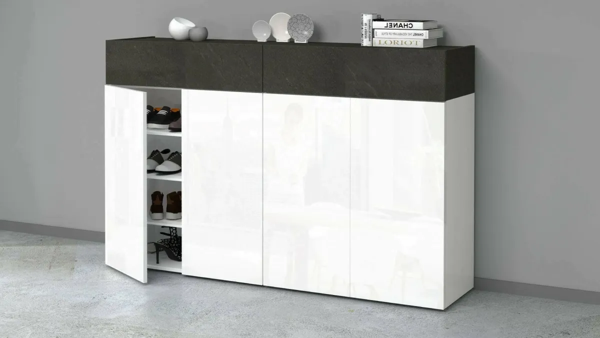 Bagno|Ingresso > Dmora Scarpiera 6 ante ardesia 154x100h cm - Are Grigio Ardesia
