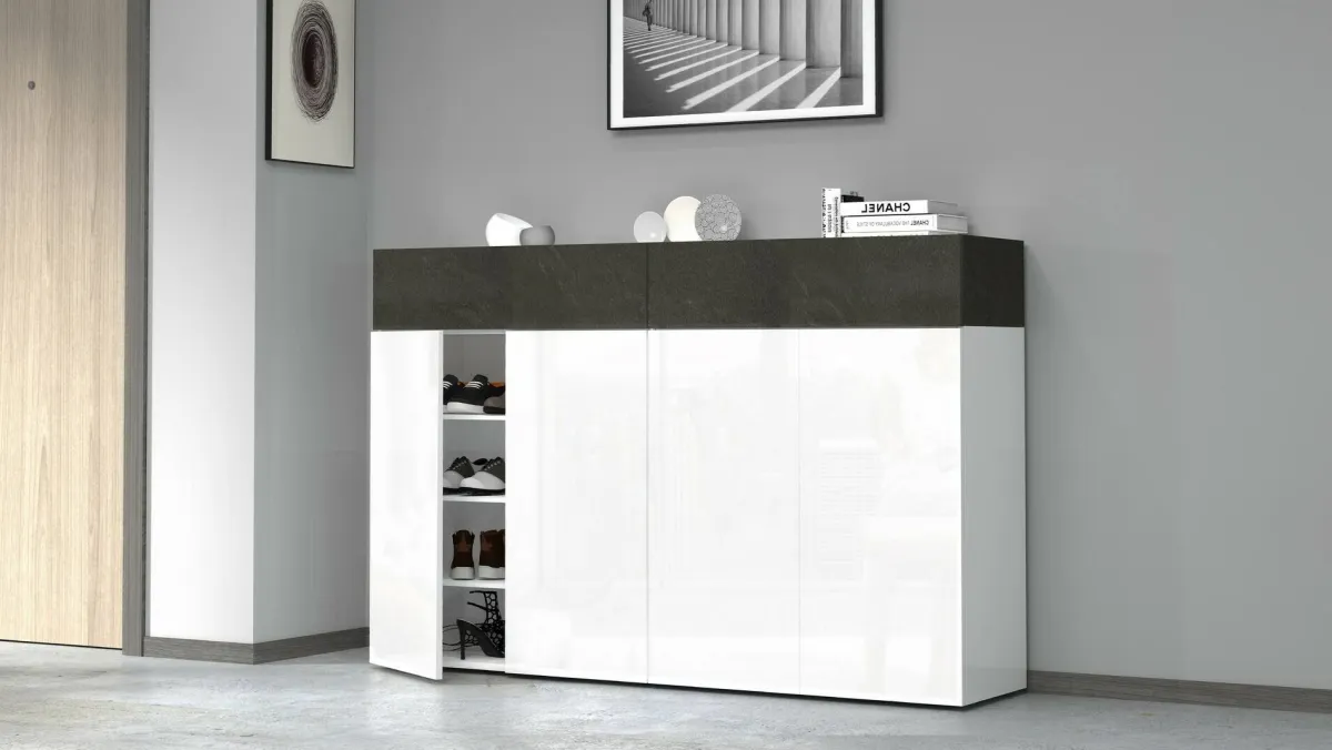 Bagno|Ingresso > Dmora Scarpiera 6 ante ardesia 154x100h cm - Are Grigio Ardesia