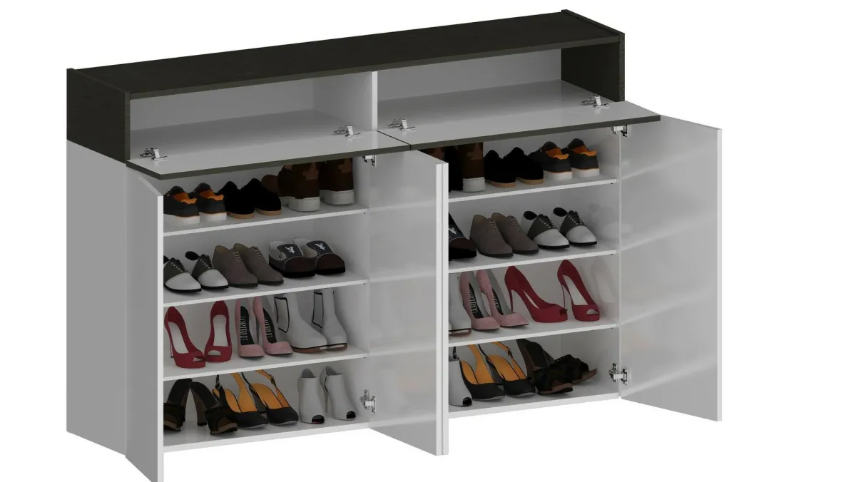 Bagno|Ingresso > Dmora Scarpiera 6 ante ardesia 154x100h cm - Are Grigio Ardesia