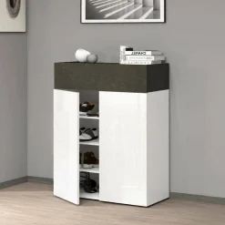 Bagno|Scarpiere > Dmora Scarpiera 3 ante ardesia 76x100h cm - Nala Grigio Ardesia