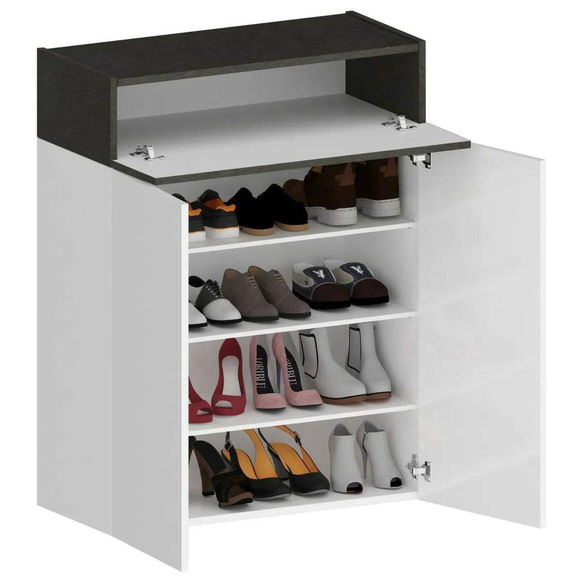 Bagno|Scarpiere > Dmora Scarpiera 3 ante ardesia 76x100h cm - Nala Grigio Ardesia
