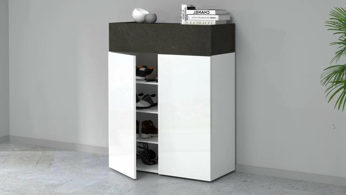 Bagno|Scarpiere > Dmora Scarpiera 3 ante ardesia 76x100h cm - Nala Grigio Ardesia