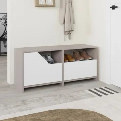 Scarpiera 2 ante beige e bianca 105x47h cm - Berto