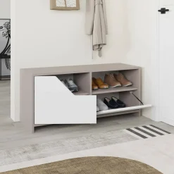 Scarpiera 2 ante beige e bianca 105x47h cm - Berto
