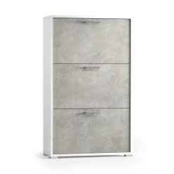 Scarpiera 3 ante bianca e cemento 67x112h cm - Axinite