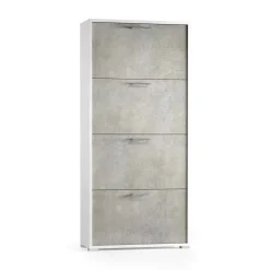 Bagno|Scarpiere > Dmora Scarpiera 4 ante bianca e cemento 67x147h cm - Adeindein Grigio, Bianco Cemento