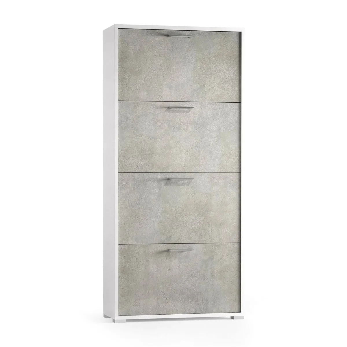 Bagno|Scarpiere > Dmora Scarpiera 4 ante bianca e cemento 67x147h cm - Adeindein Grigio, Bianco Cemento