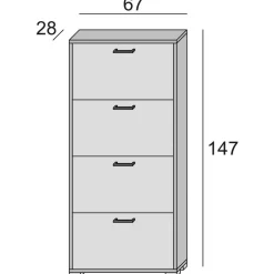 Bagno|Scarpiere > Dmora Scarpiera 4 ante bianca e cemento 67x147h cm - Adeindein Grigio, Bianco Cemento