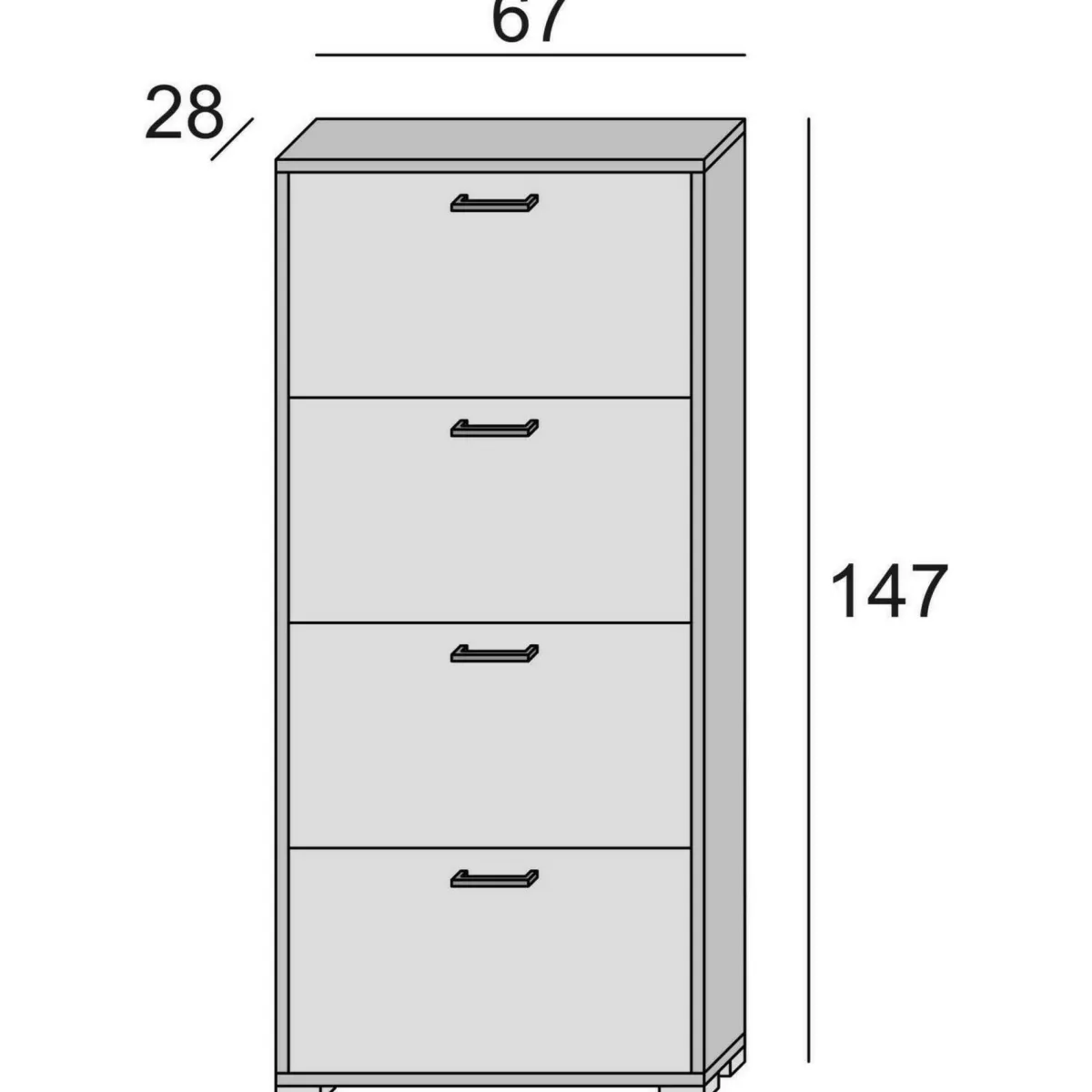 Bagno|Scarpiere > Dmora Scarpiera 4 ante bianca e cemento 67x147h cm - Adeindein Grigio, Bianco Cemento