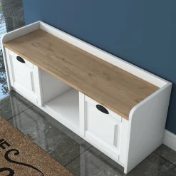 Scarpiere > Dmora Scarpiera 2 ante bianca e noce 120x45h cm - Egay Marrone, Bianco Noce