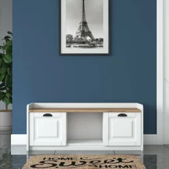 Scarpiere > Dmora Scarpiera 2 ante bianca e noce 120x45h cm - Egay Marrone, Bianco Noce