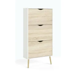 Scarpiere|Lavanderia > Dmora Scarpiera 3 ante bianca e quercia 70x138h cm - Arnoldo Marrone, Bianco Quercia