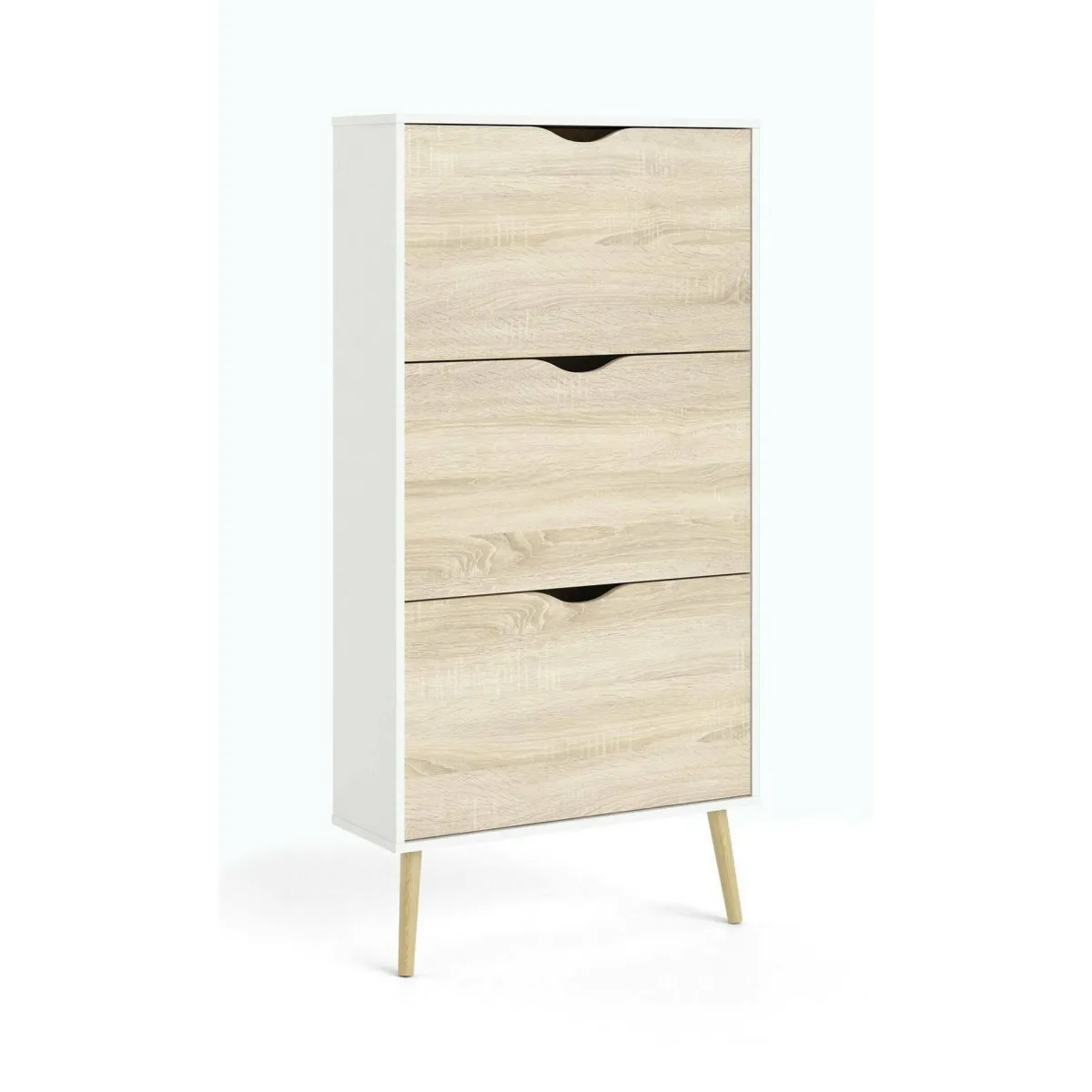 Scarpiere|Lavanderia > Dmora Scarpiera 3 ante bianca e quercia 70x138h cm - Arnoldo Marrone, Bianco Quercia
