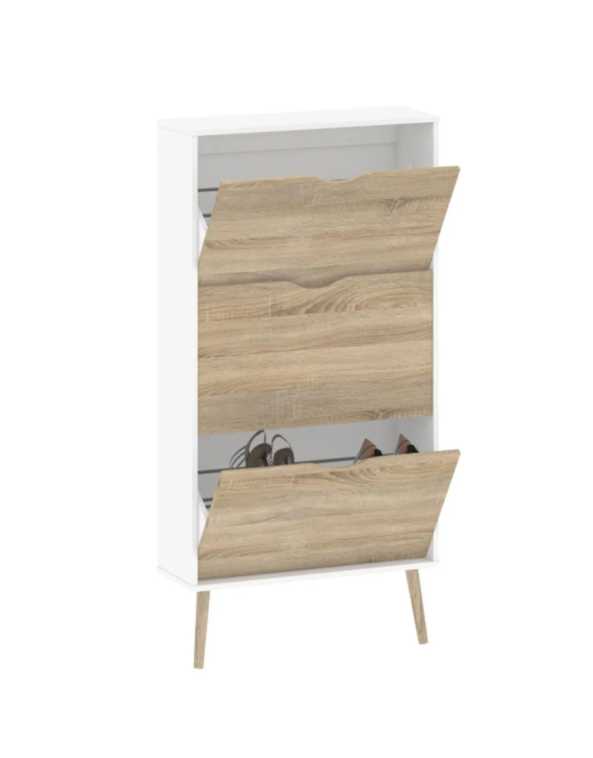 Scarpiere|Lavanderia > Dmora Scarpiera 3 ante bianca e quercia 70x138h cm - Arnoldo Marrone, Bianco Quercia