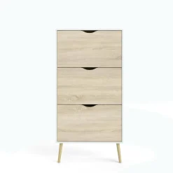 Scarpiere|Lavanderia > Dmora Scarpiera 3 ante bianca e quercia 70x138h cm - Arnoldo Marrone, Bianco Quercia