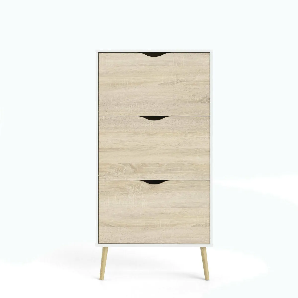 Scarpiere|Lavanderia > Dmora Scarpiera 3 ante bianca e quercia 70x138h cm - Arnoldo Marrone, Bianco Quercia