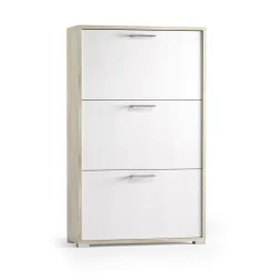 Scarpiera 3 ante bianca e rovere 67x112h cm - Axinite