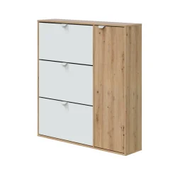 Scarpiera 4 ante bianca e rovere 105x112h cm - Anuk