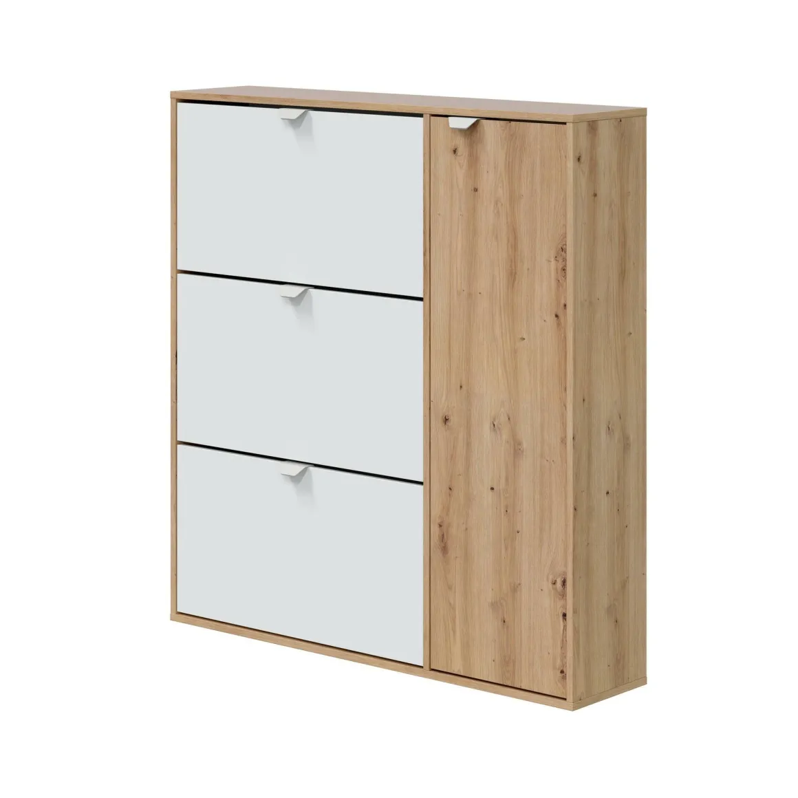 Scarpiera 4 ante bianca e rovere 105x112h cm - Anuk