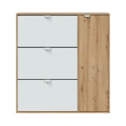 Scarpiera 4 ante bianca e rovere 105x112h cm - Anuk