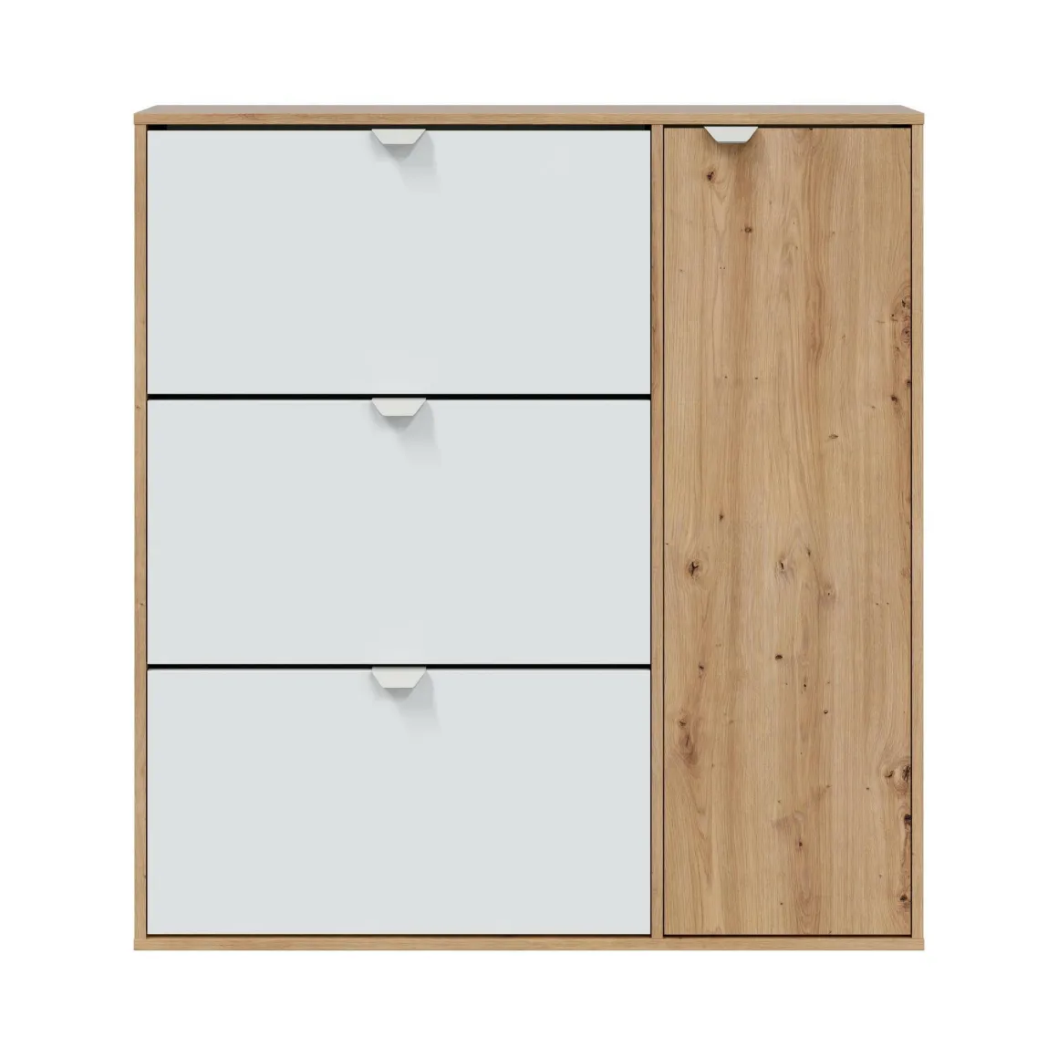 Scarpiera 4 ante bianca e rovere 105x112h cm - Anuk