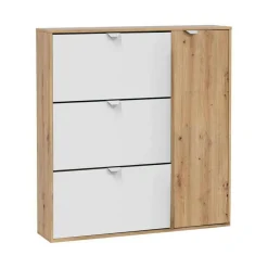 Scarpiera 4 ante bianca e rovere 105x112h cm - Anuk