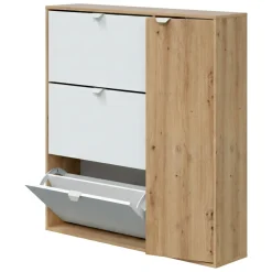 Scarpiera 4 ante bianca e rovere 105x112h cm - Anuk