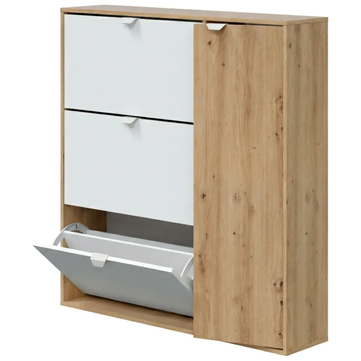 Scarpiera 4 ante bianca e rovere 105x112h cm - Anuk