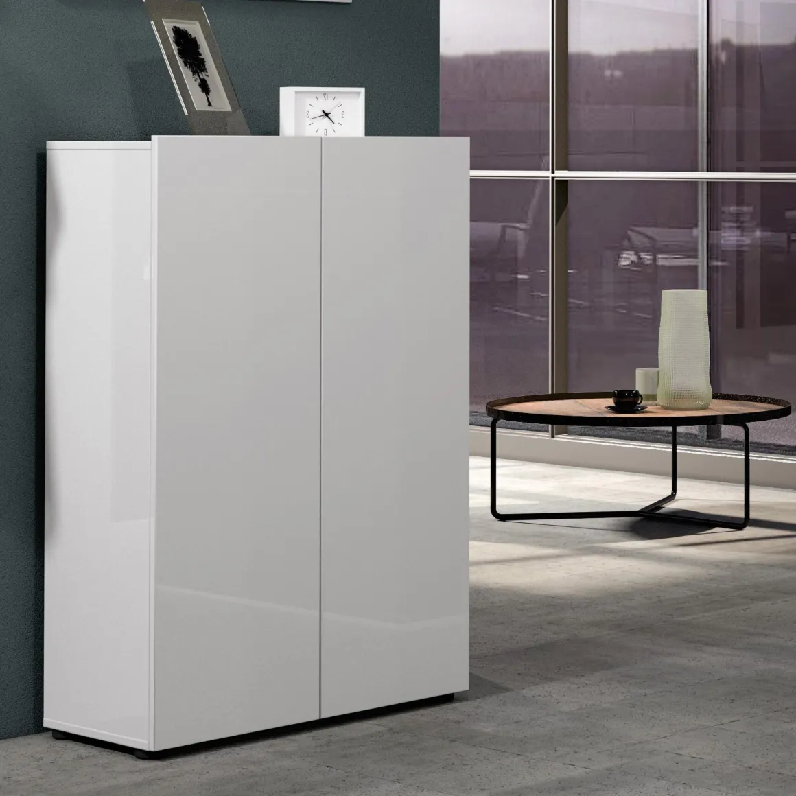 Scarpiera 2 ante bianca lucida 80x115h cm - Liberata