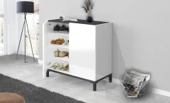 Bagno|Lavanderia > Dmora Scarpiera 2 ante bianca lucida e ardesia 80x80h cm - Graziana Grigio Ardesia, Bianco Lucido