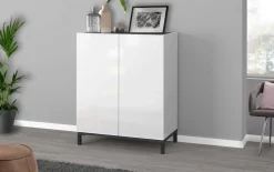 Bagno|Lavanderia > Dmora Scarpiera 2 ante bianca lucida e ardesia 90x147h cm - Uvarovite Grigio Ardesia, Bianco Lucido