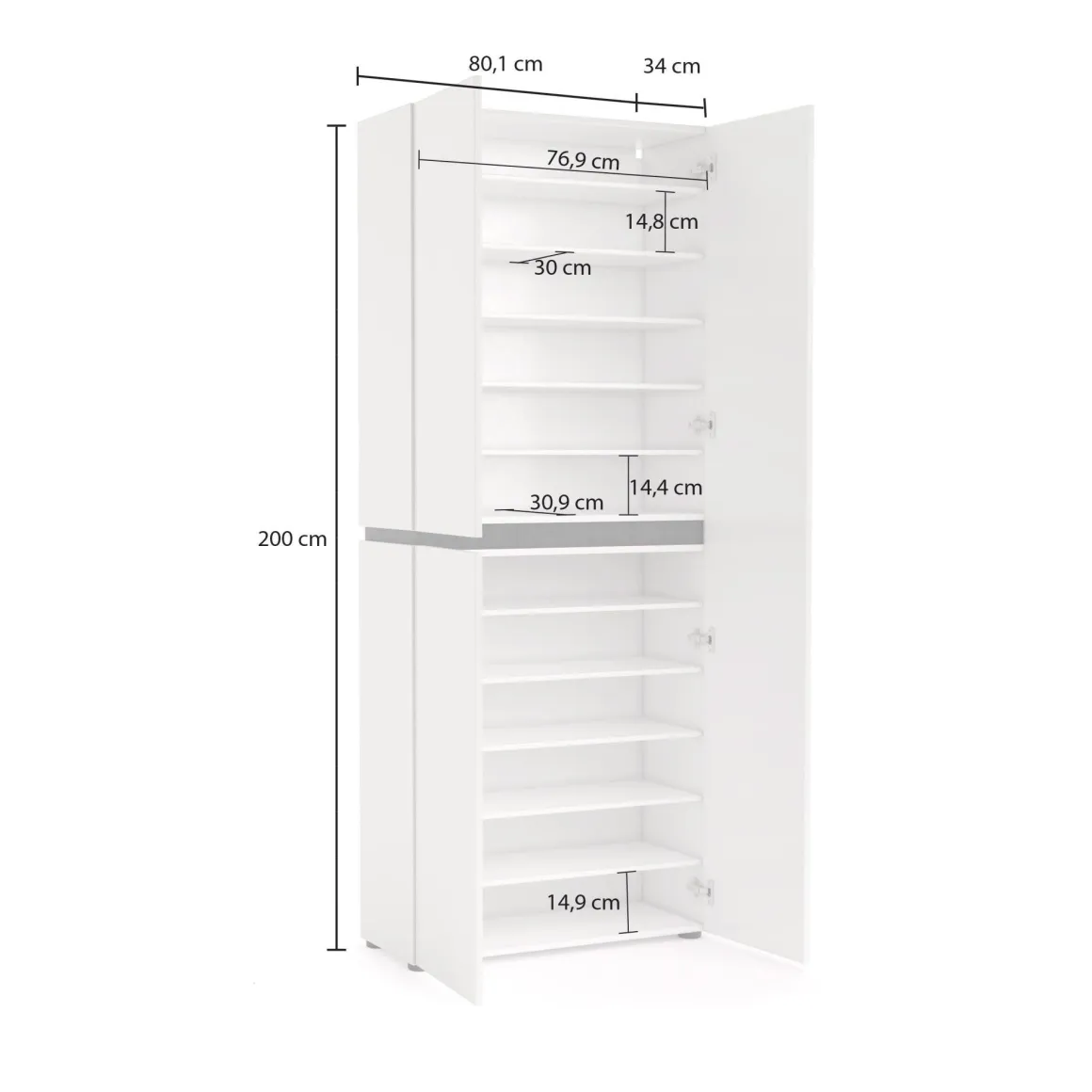 Bagno|Scarpiere > Dmora Scarpiera 3 ante bianca lucida e ardesia 120x86h cm - Aristotle Grigio Ardesia, Bianco Lucido