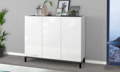 Bagno|Scarpiere > Dmora Scarpiera 3 ante bianca lucida e ardesia 80x80h cm - Morfeo Grigio Ardesia, Bianco Lucido