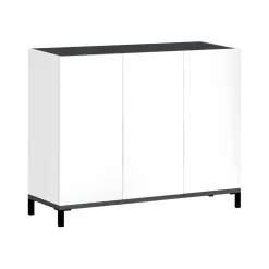 Bagno|Scarpiere > Dmora Scarpiera 3 ante bianca lucida e ardesia 80x80h cm - Morfeo Grigio Ardesia, Bianco Lucido