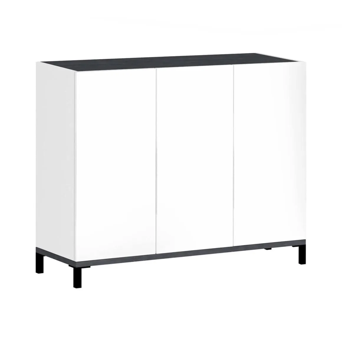 Bagno|Scarpiere > Dmora Scarpiera 3 ante bianca lucida e ardesia 80x80h cm - Morfeo Grigio Ardesia, Bianco Lucido