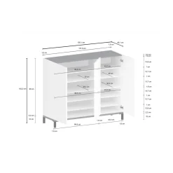Bagno|Scarpiere > Dmora Scarpiera 3 ante bianca lucida e ardesia 80x80h cm - Morfeo Grigio Ardesia, Bianco Lucido