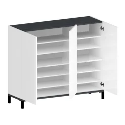 Bagno|Scarpiere > Dmora Scarpiera 3 ante bianca lucida e ardesia 80x80h cm - Morfeo Grigio Ardesia, Bianco Lucido