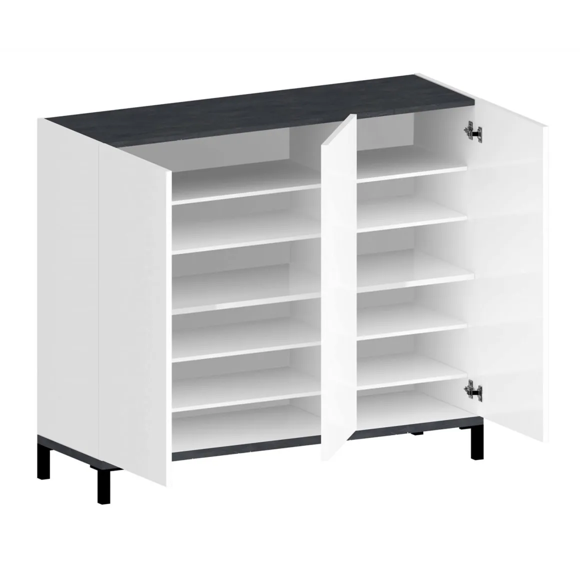 Bagno|Scarpiere > Dmora Scarpiera 3 ante bianca lucida e ardesia 80x80h cm - Morfeo Grigio Ardesia, Bianco Lucido