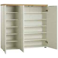 Scarpiere > Dmora Scarpiera 3 ante bianca lucida e rovere 122x115h cm - Aspidistra Marrone Rovere, Bianco Lucido